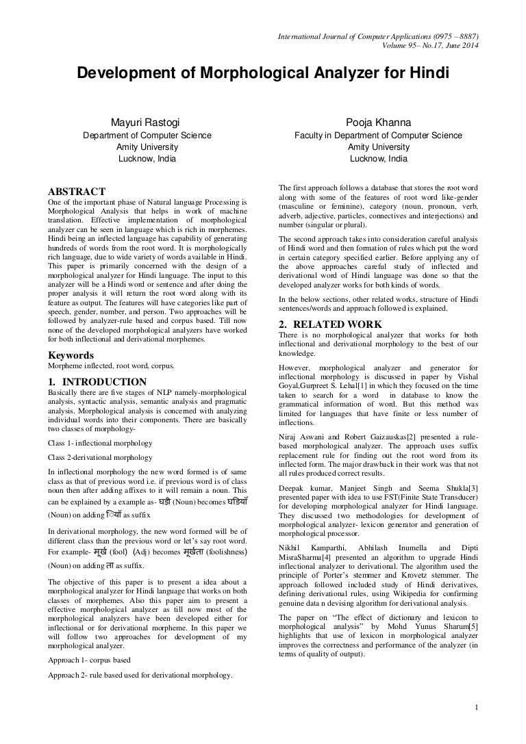 Morphological analysis of words and sentences 67 Morphological analysis of words and sentences 57